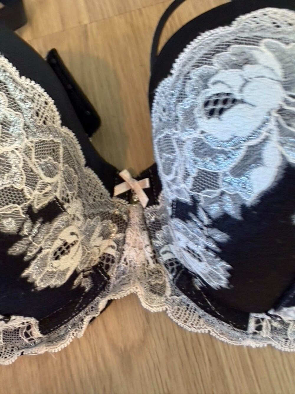 Victoria's Secret Dream Angels Lined Demi-Buste Double Black Lace Bra 38D - Picture 3 of 10